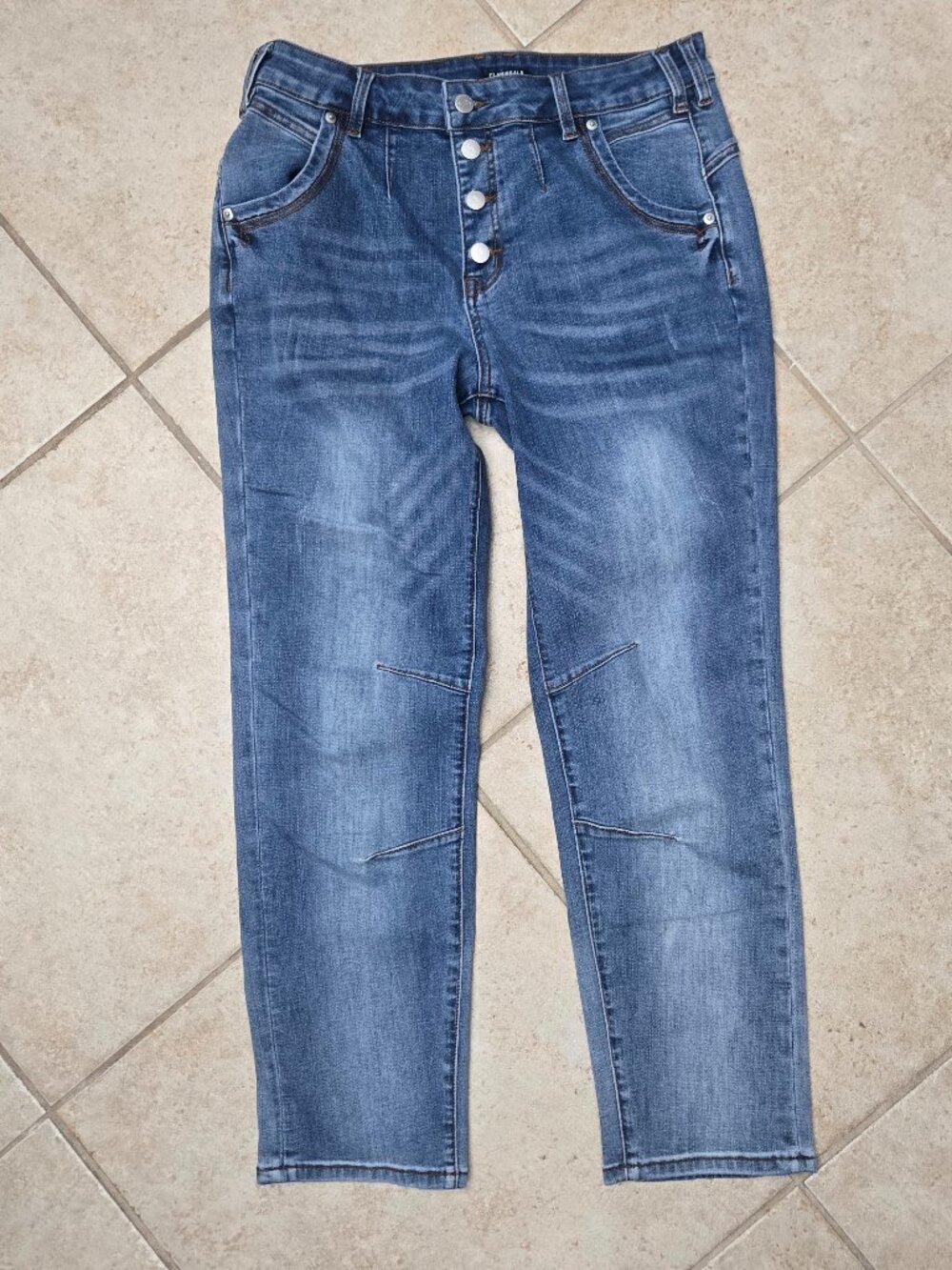 Flamingals Medium Wash Straight Denim Jeans Stretch Button Fly Edy Y2k Grunge
